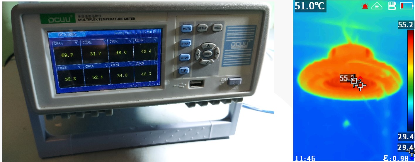 Đo nhiệt độ thực tế vận hành đèn PT-UFO-50-N
