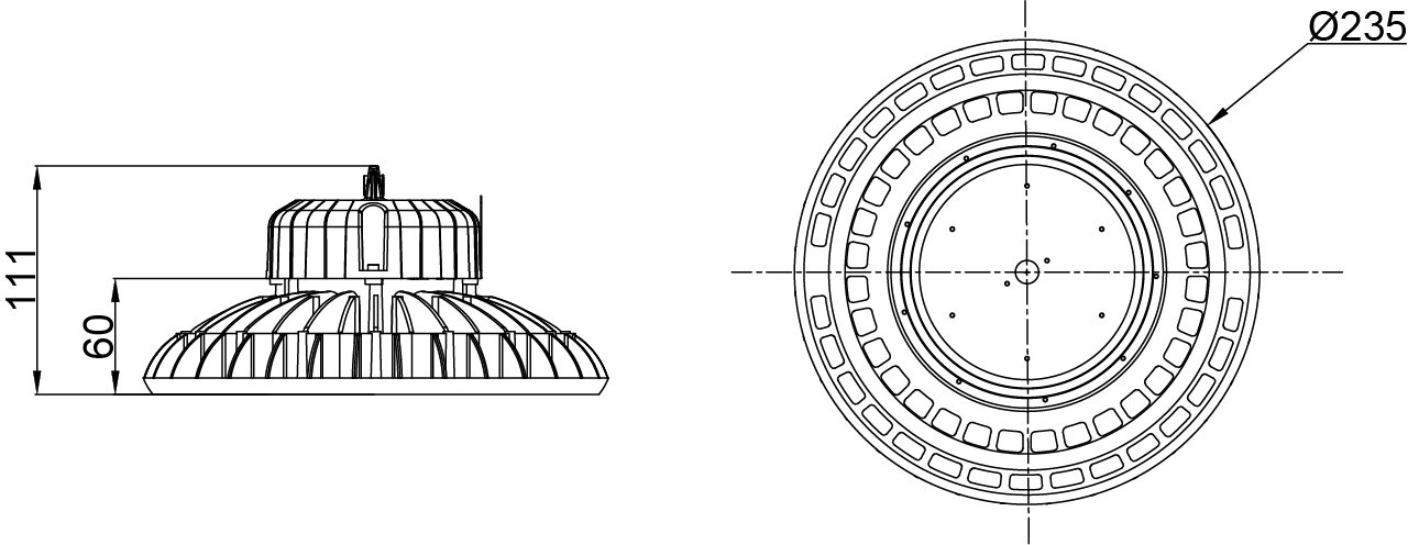 Phân tích kích thước kỹ thuật và cấu tạo đèn LED UFO POTECH