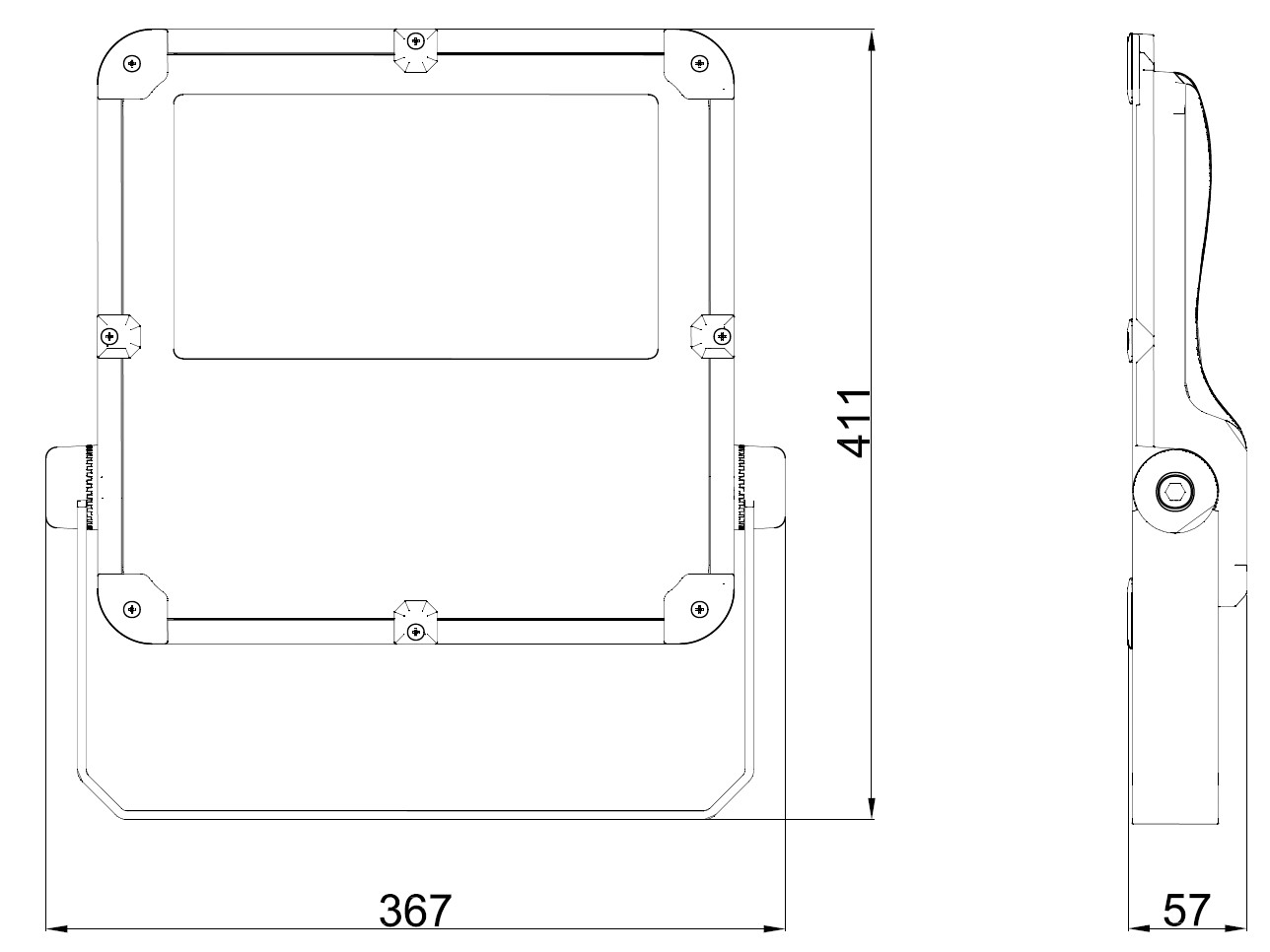 Bản vẽ kích thước lắp đặt chi tiết đèn PT-FL4 120W