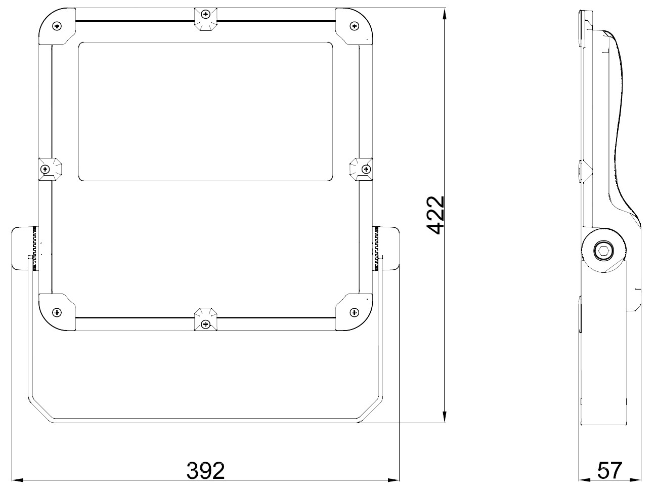 Kích thước lắp đặt chi tiết đèn 250L