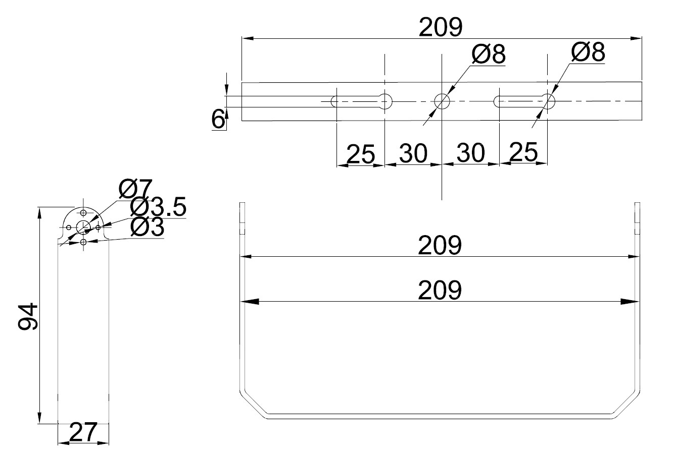 Thông số kích thước quai đèn chữ U và lỗ bắt vít