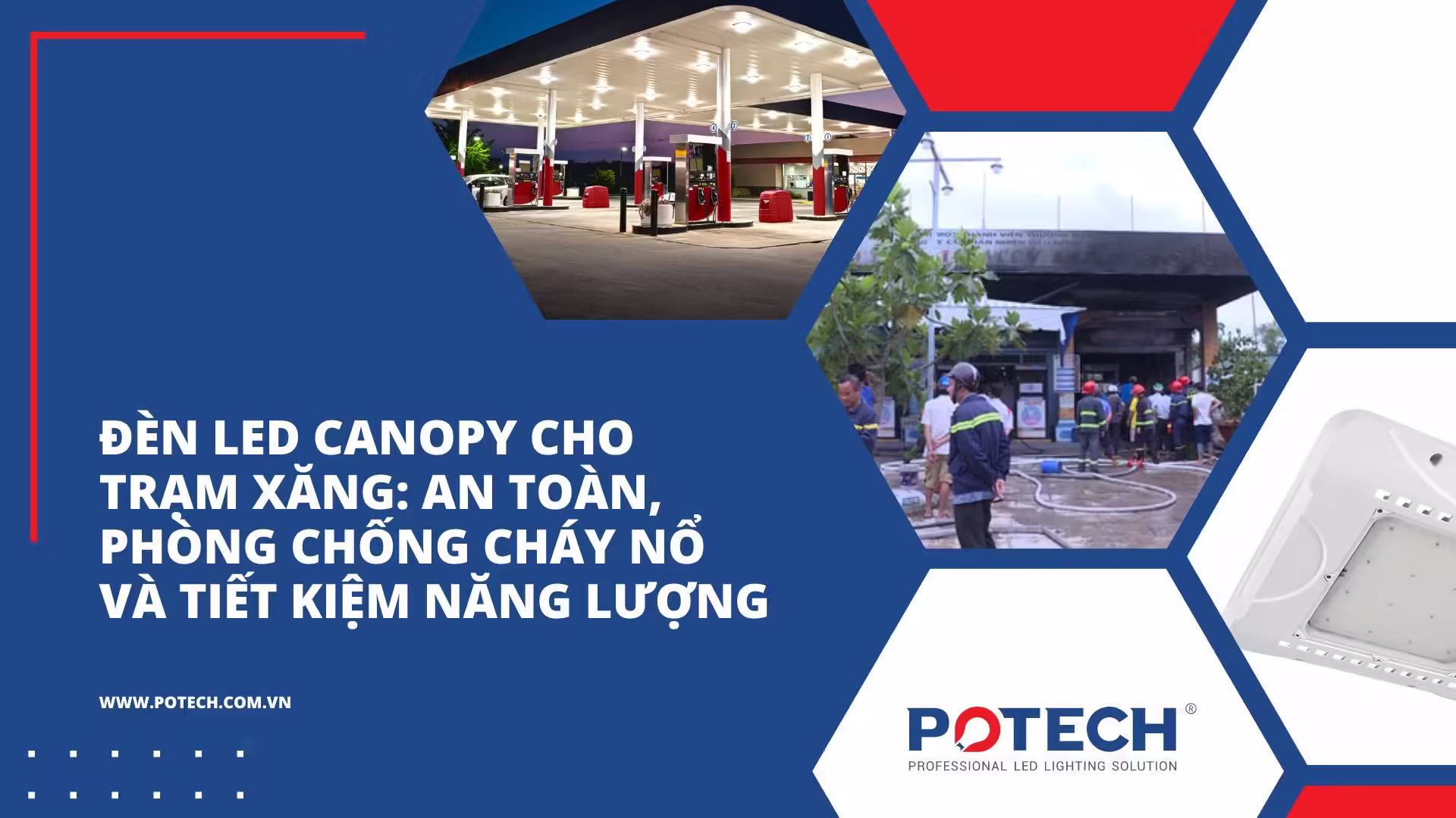 Đèn LED Canopy cho Trạm xăng: An toàn, Phòng chống cháy nổ và Tiết kiệm năng lượng