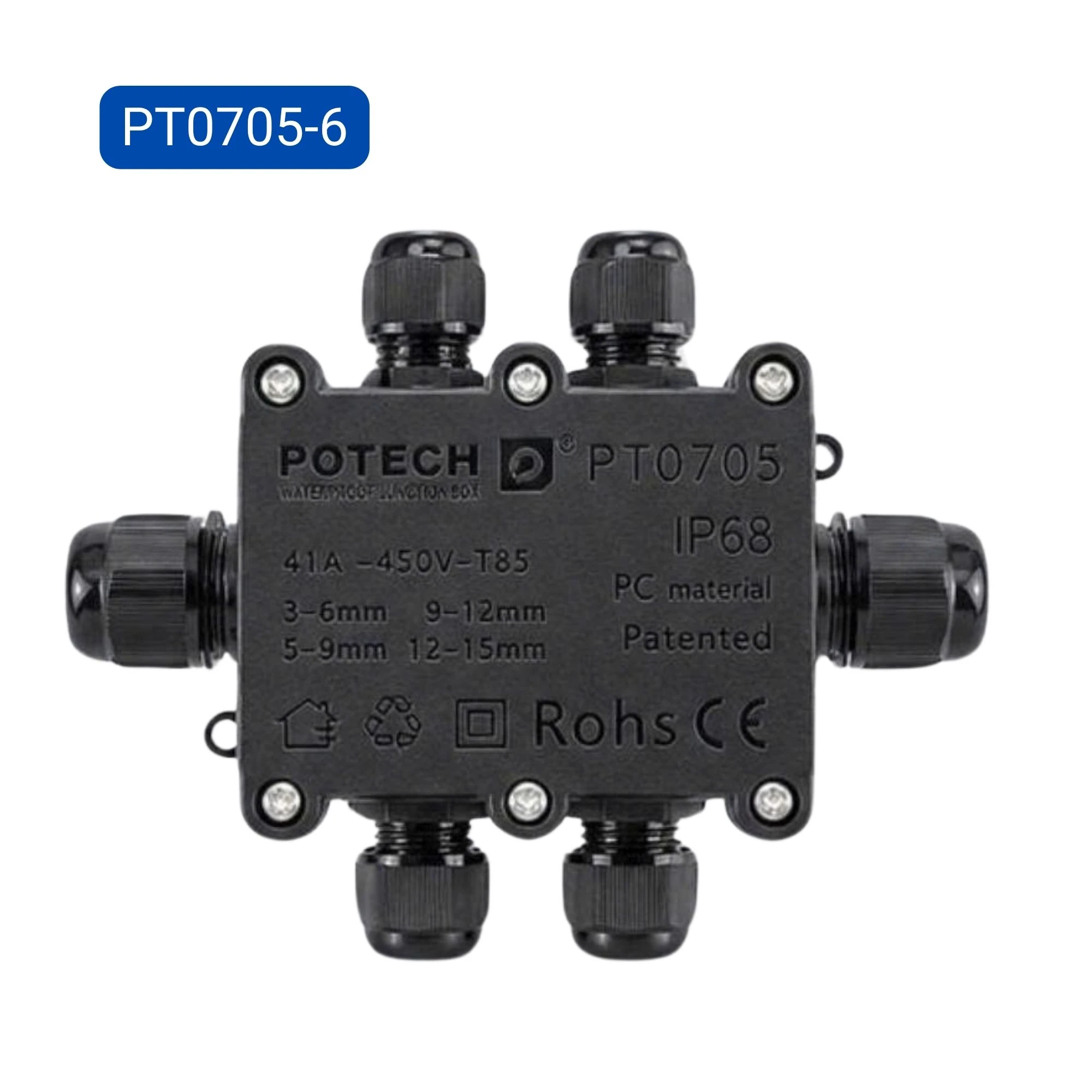 Hộp nối chống nước 6 ngả ngoài trời IP68 POTECH PT0705-6