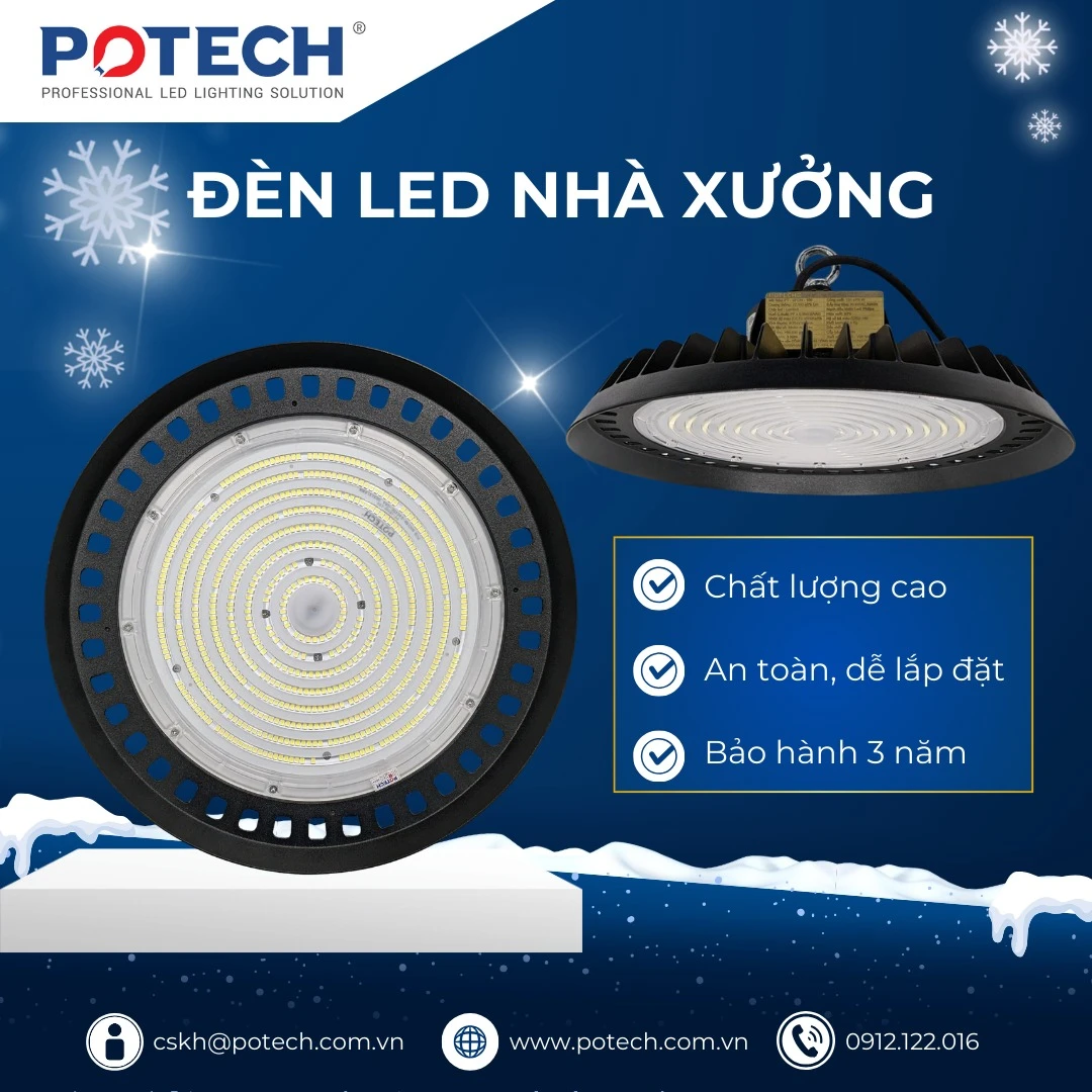 Đèn LED nhà xưởng Potech PT-UFOH-100 100W Chip Lumileds
