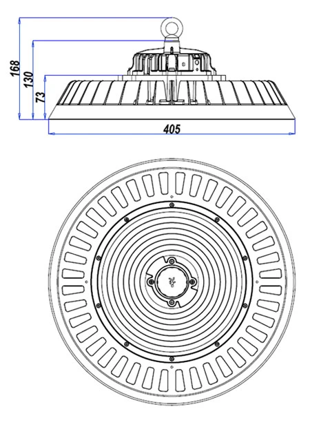 Kích thước lắp đặt đèn PT-UFOH-200