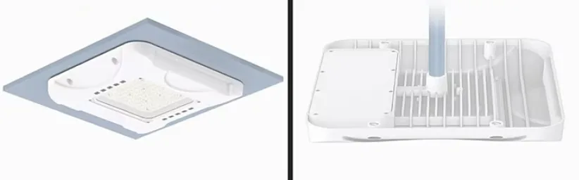 Hai kiểu lắp đặt đèn LED canopy