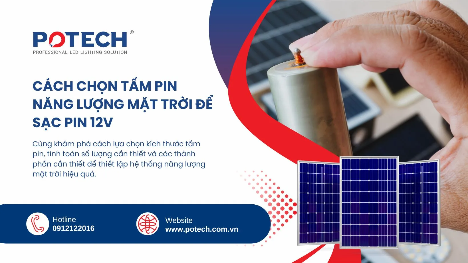Cách chọn tấm pin năng lượng mặt trời để sạc pin 12V