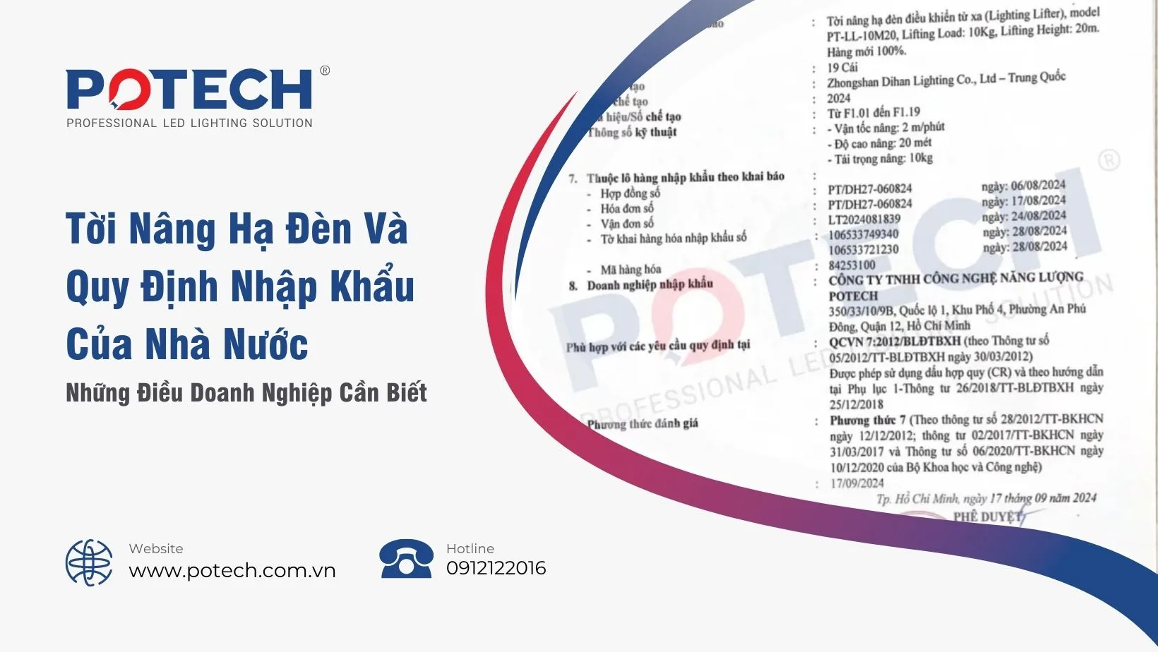 Tời nâng hạ đèn và quy định nhập khẩu của nhà nước - Những điều doanh nghiệp cần biết