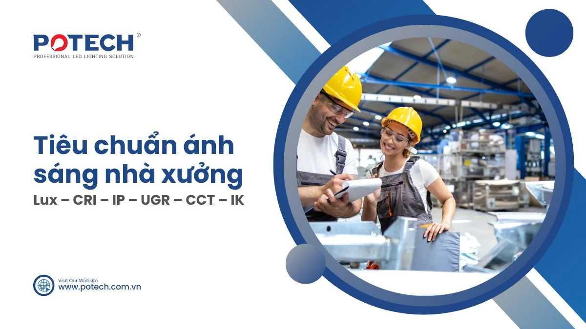 Tiêu chuẩn ánh sáng nhà xưởng 2025: Lux - CRI - IP - UGR - CCT - IK