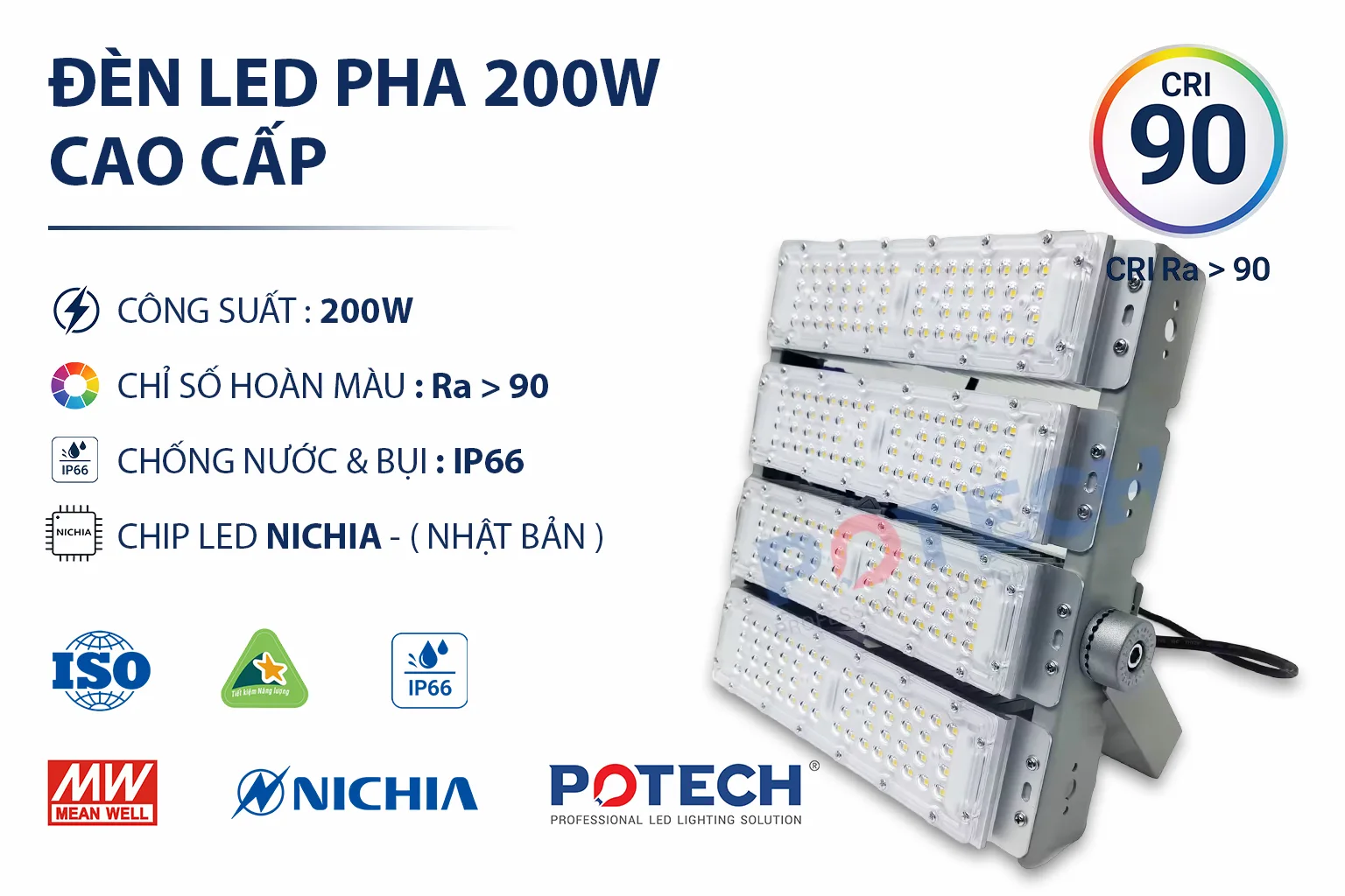 Đèn LED pha PT-FL3-200 200W - đèn led ngoài trời IP66