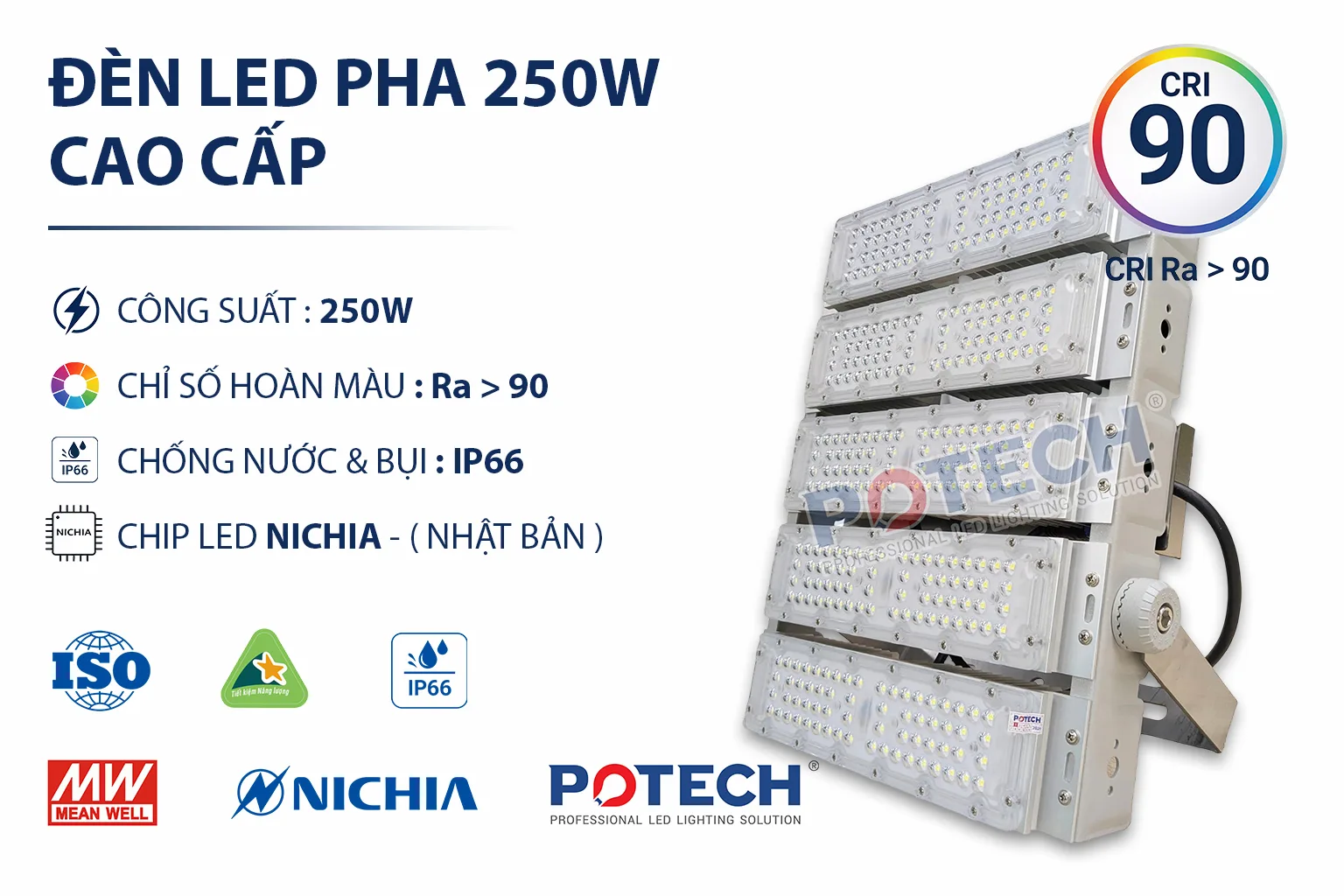 Đèn LED pha PT-FL3-250 250W IP66 ngoài trời