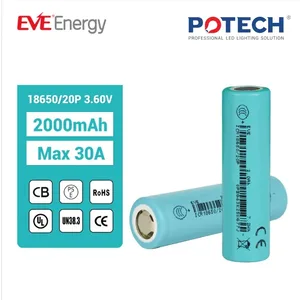 Cell pin EVE ICR18650/20P 3.6V 2000mAh dòng xả tối đa 30A, đạt CB PSE RoHS UL UN38.3 CE