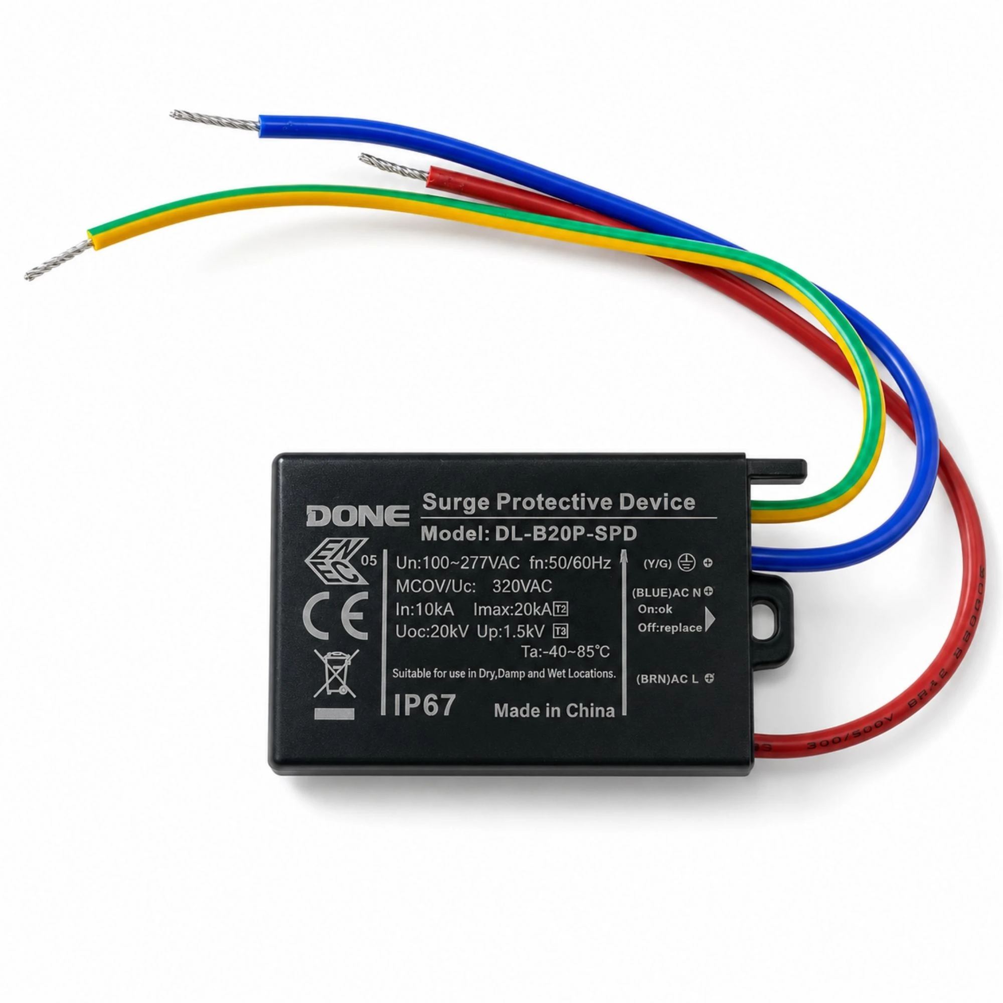Chống sét lan truyền DONE DL-B20P-SPD - 20kV/20kA, IP67, bảo vệ 3 chế độ
