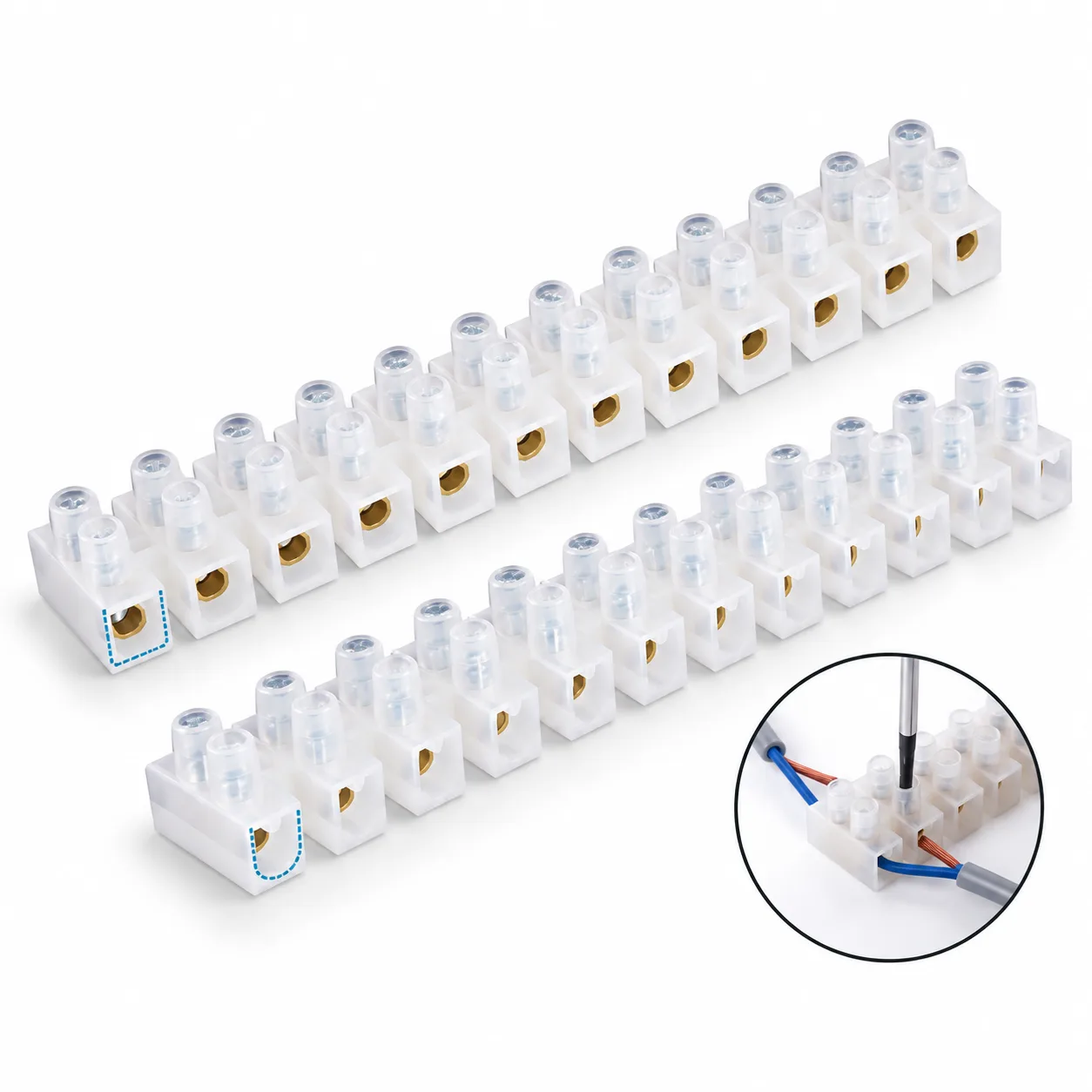 Cầu đấu dây điện 12 cực 380V – 10A, 20A, 30A, trắng và đen