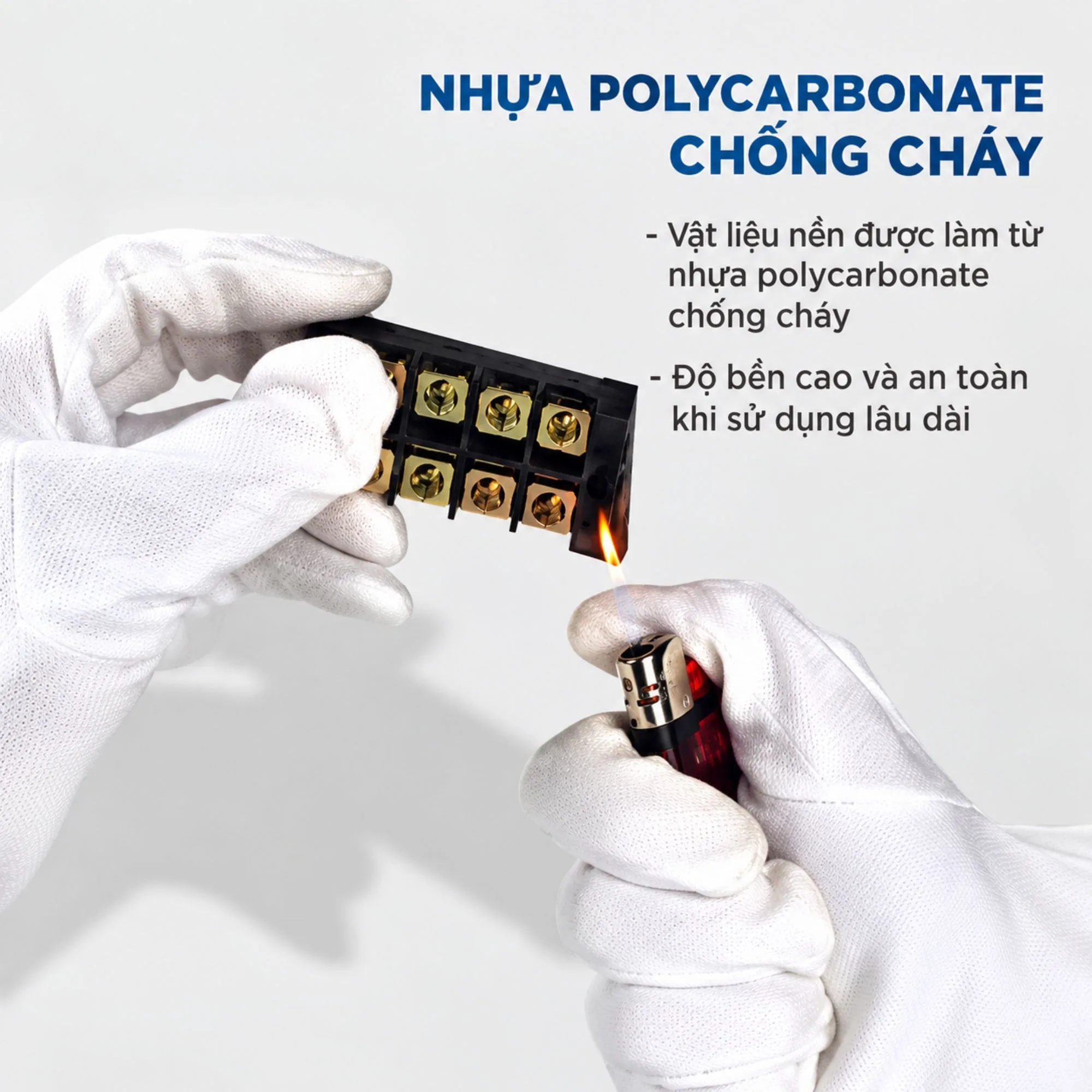 Vật liệu nhựa polycarbonate của cầu đấu khối TB