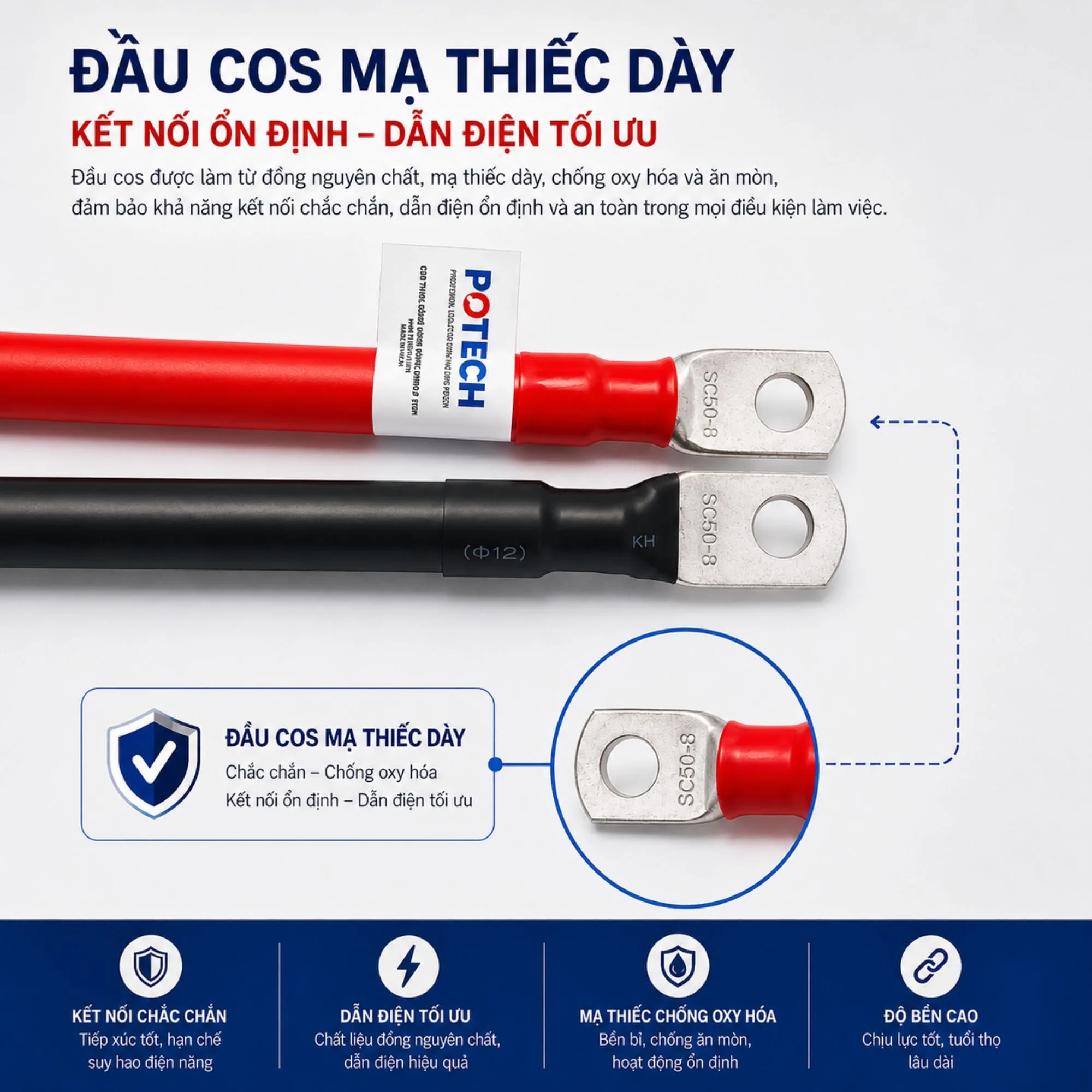 Chi tiết đầu cos đồng mạ thiếc