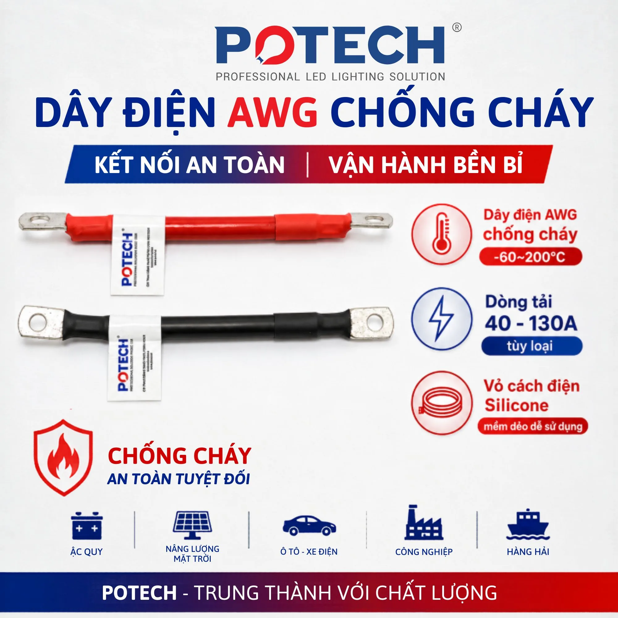 Dây điện AWG chống cháy bấm sẵn cos hai đầu